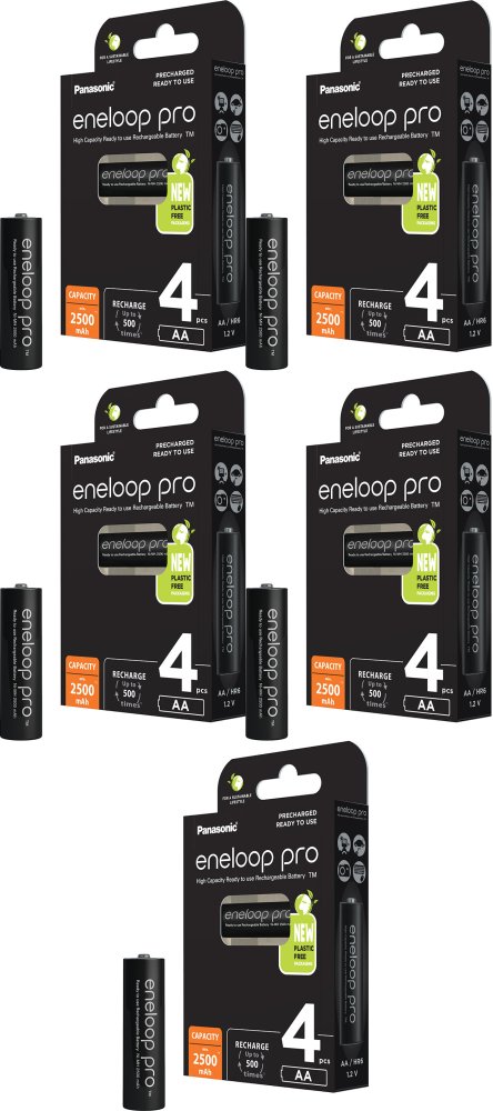 5x Akumulator Panasonic Eneloop Pro, AA, 2500mAh, 4 sztuki