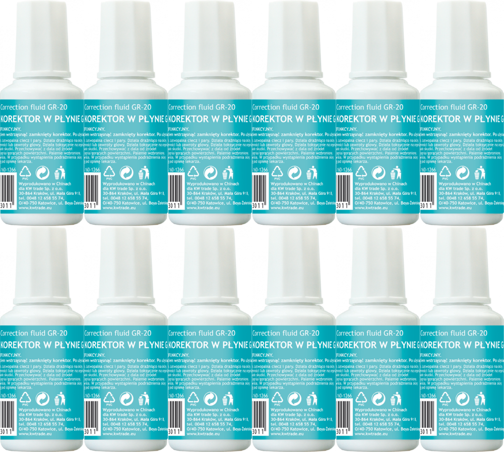 12x Korektor w płynie Grand, z pędzelkiem, 20ml