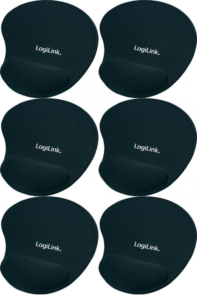 6x Podkładka żelowa pod mysz LogiLink, żelowa, 200x220x20mm, czarny