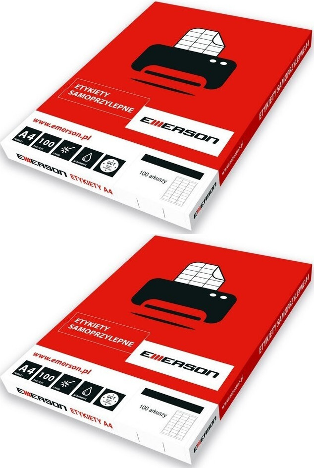 2x Etykiety samoprzylepne Emerson, A4, 70x36mm, biały