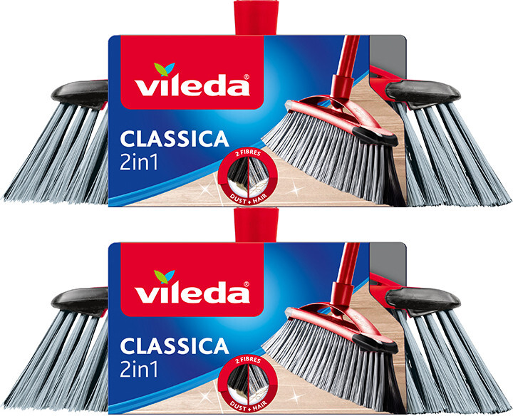 2x Miotła/szczotka do zamiatana Vileda Classica 2 w 1, końcówka