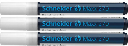 3x Marker olejowy Schneider, Maxx 270, okrągła, 1-3 mm, biały