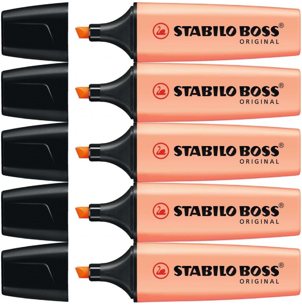 5x zakreślacz Stabilo Boss Original, ścięta, pastelowy pomarańczowy