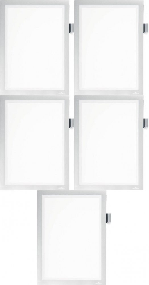5x Ramka magnetyczna Durable Duraframe Note, samoprzylepna, A4, 1 sztuka, srebrny
