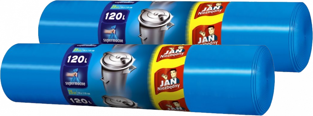 2x Worki na śmieci Jan Niezbędny, na odpady zmieszane, 120l, 25 sztuk, niebieski