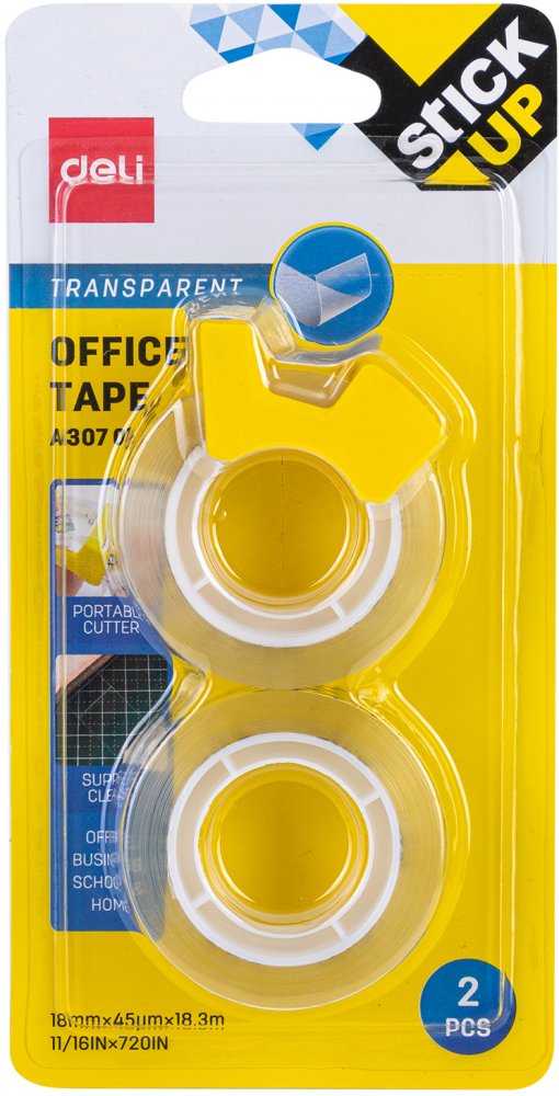 Taśma klejąca Deli Stick Up, 18mmx18.3m, 2 sztuki, przezroczysty