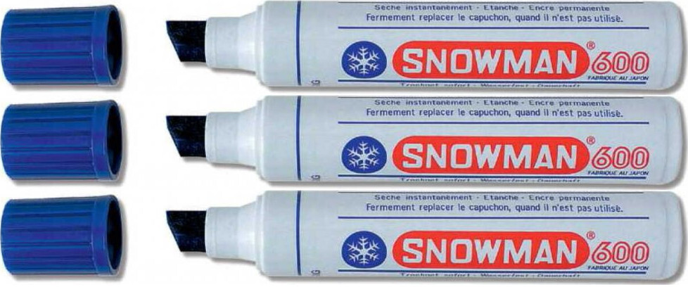 3x Marker permanentny Snowman Jumbo 600, ścięta, niebieski