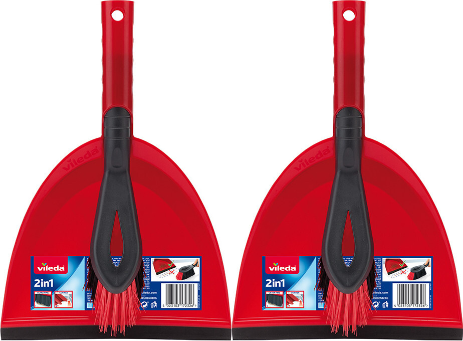 2x Zestaw do zamiatania Vileda, zmiotka + szufelka, czerwony
