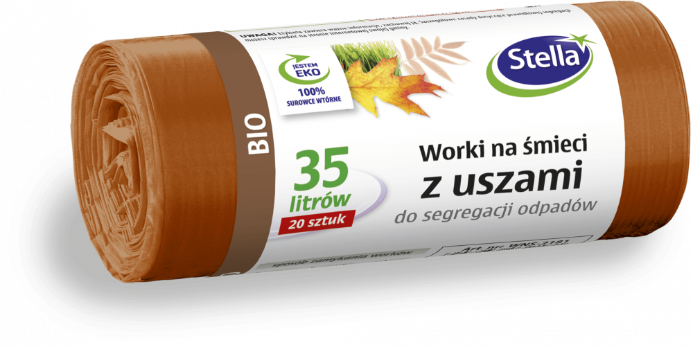 Worki na śmieci Stella, na odpady BIO, ekologiczne, 35l, 20 sztuk, brązowy