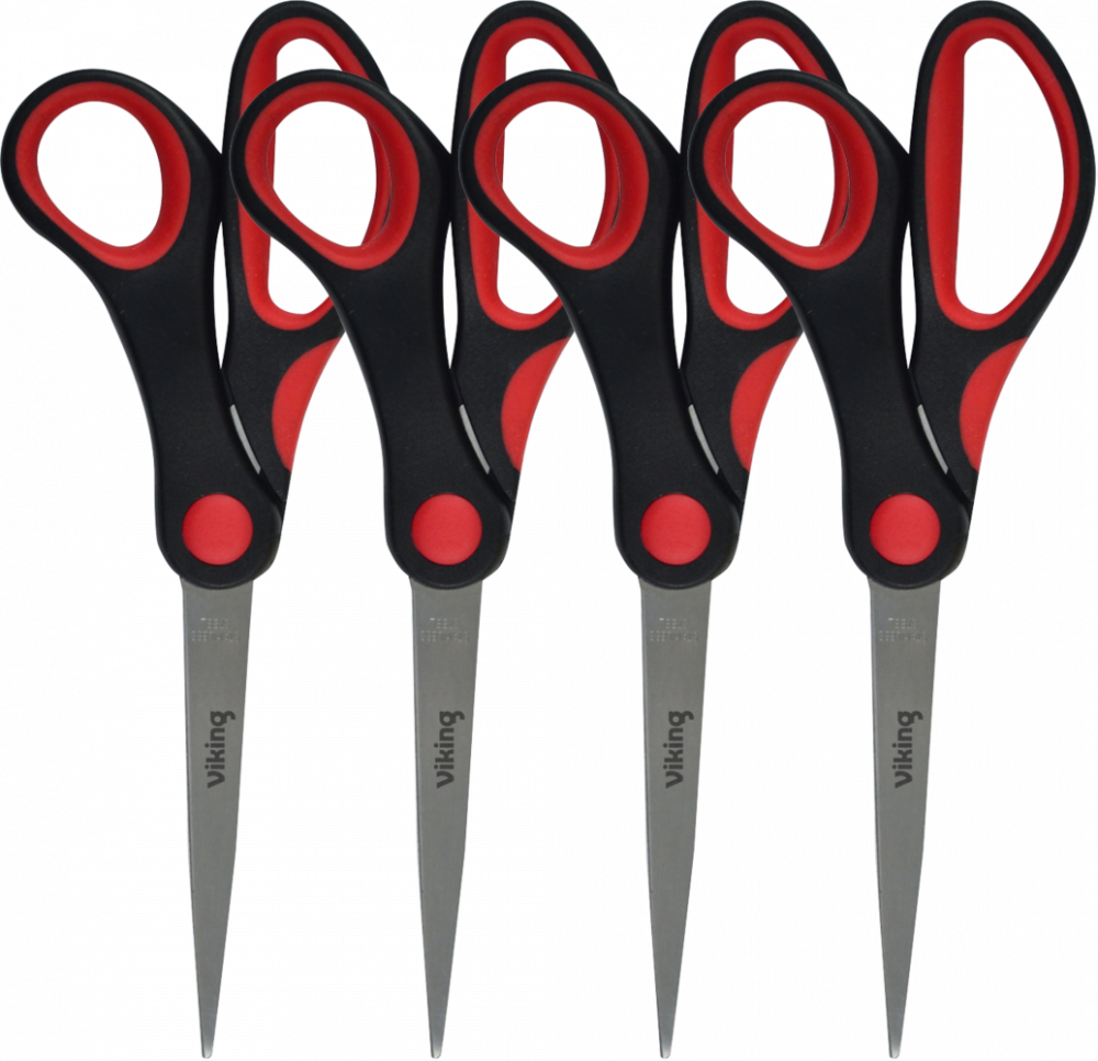 4x Nożyczki biurowe Viking, 21cm, czarno-czerwony