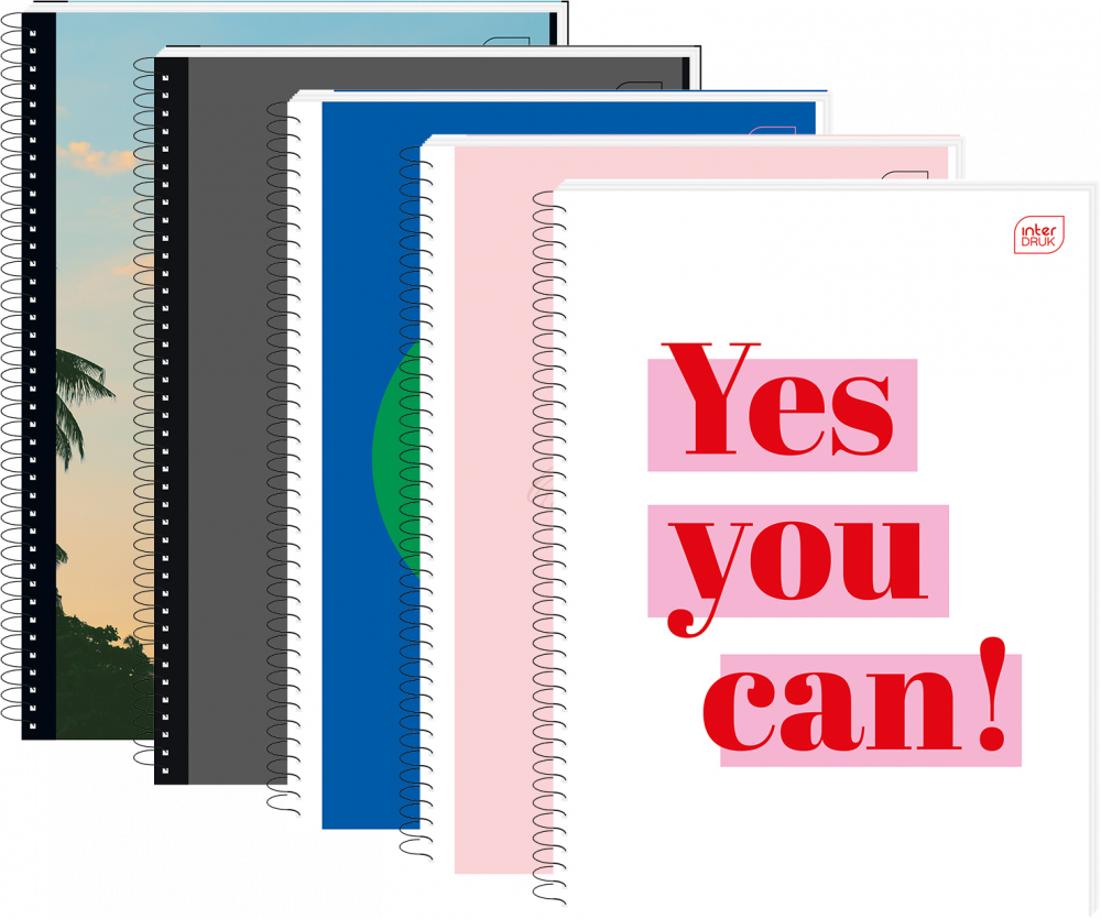 5x Kołonotatnik Interdruk, A4, w kratkę, 100 kartek, mix wzorów