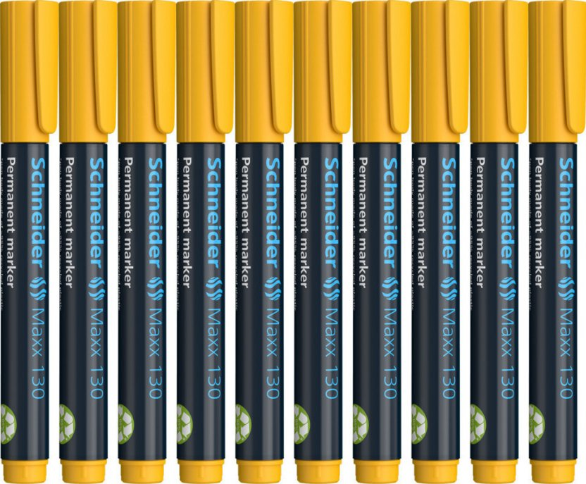 Marker permanentny Schneider Maxx 130, okrągła, 1-3mm, żółty 10szt