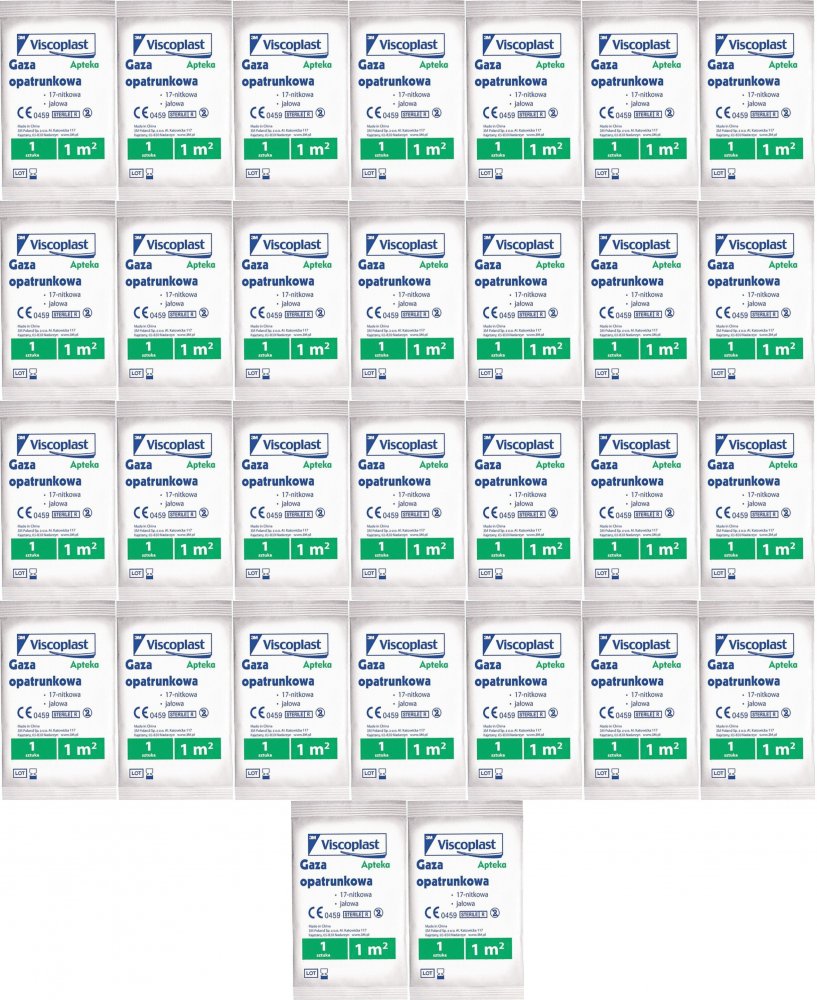 30x Gaza opatrunkowa Viscoplast, jałowa, 1m2, biały
