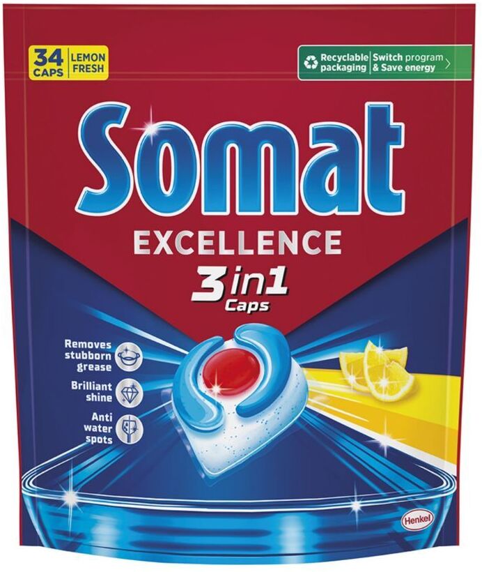 Kapsułki do zmywarek Somat Excellence 3w1 Lemon, 34 sztuki