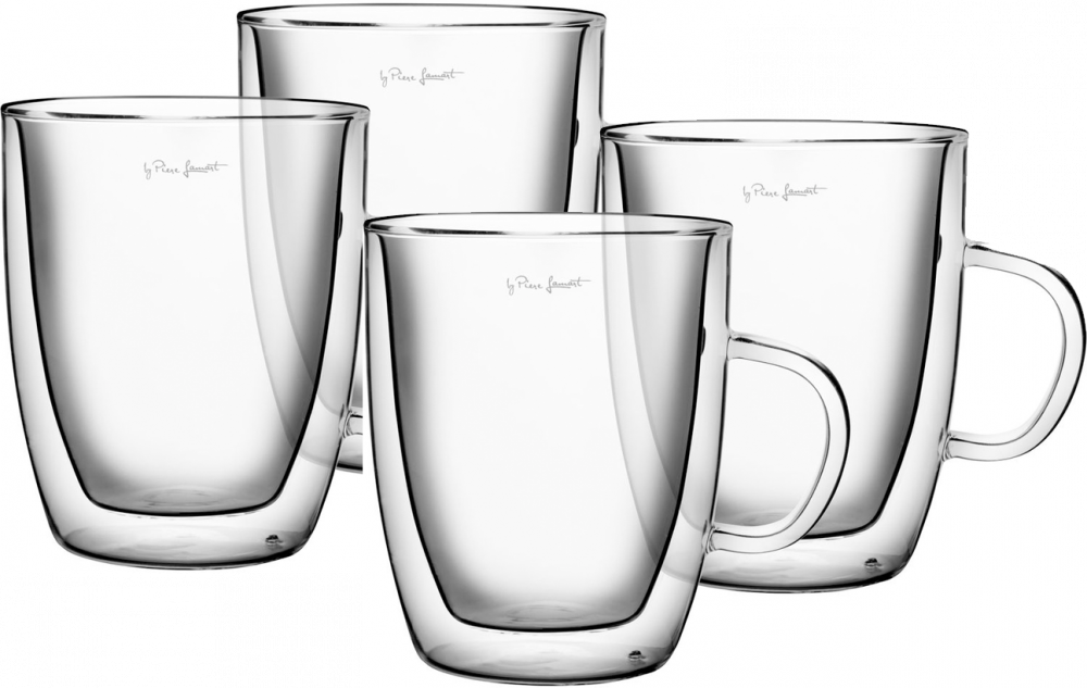 2x szklanki termiczne Lamart, LT9008 420ml, podwójne dno, 2 sztuki, przeroczysty