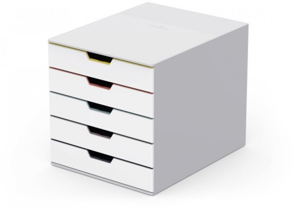 Pojemnik na dokumenty Durable Varicolor 5, z 5 kolorowymi szufladami, biały