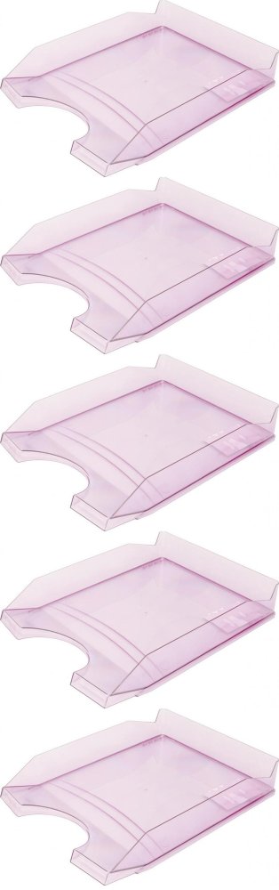 5x Półka na dokumenty na biurko Office Products, A4, plastikowa, transparentny fioletowy