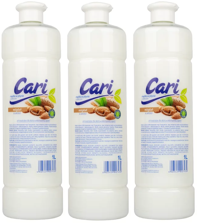 3x mydło w płynie Cari, migdał, 1l