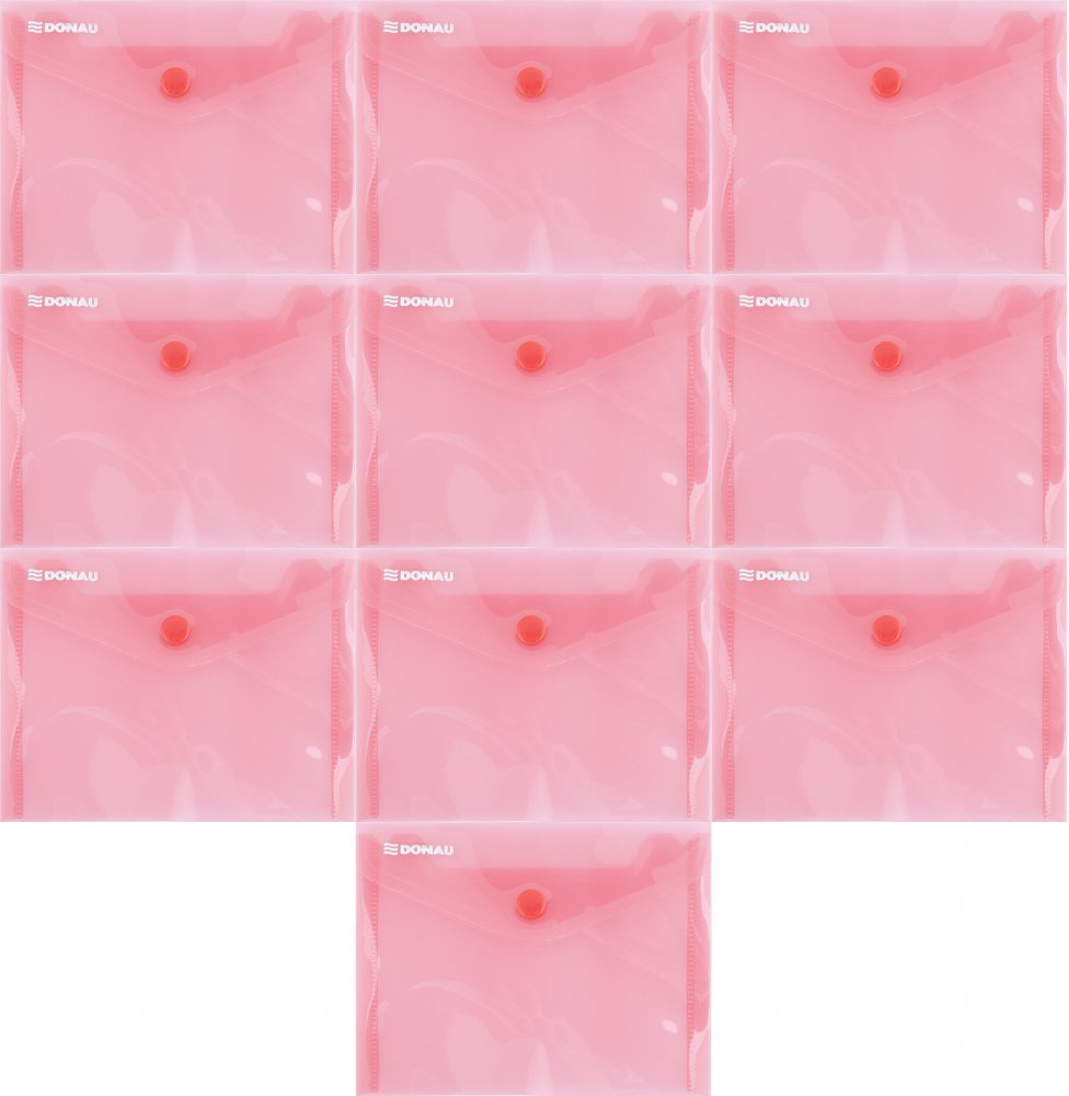 10x Teczka kopertowa Donau, A6, zatrzask, 1 sztuka, czerwony