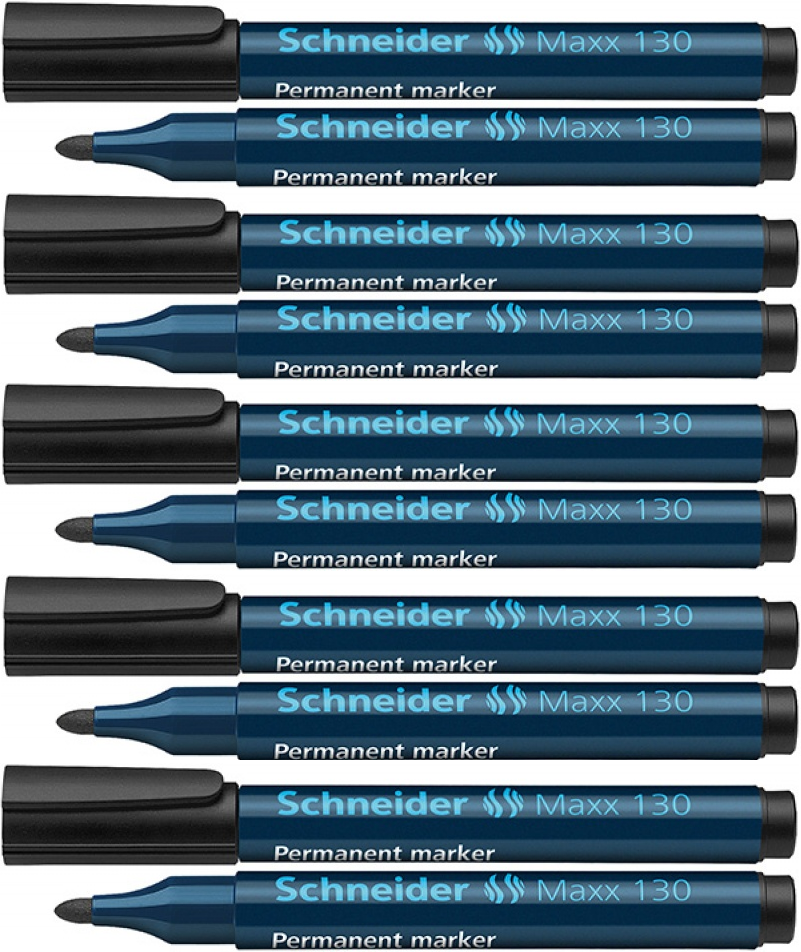 Marker permanentny Schneider, Maxx 130, okrągła, 1-3mm czarny 10szt