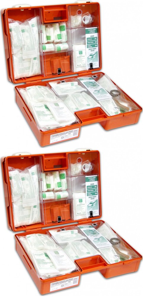 2x Apteczka przemysłowa przenośna PK-MOT K10.2, w walizce, z wyposażeniem (DIN 13157), pomarańczowy
