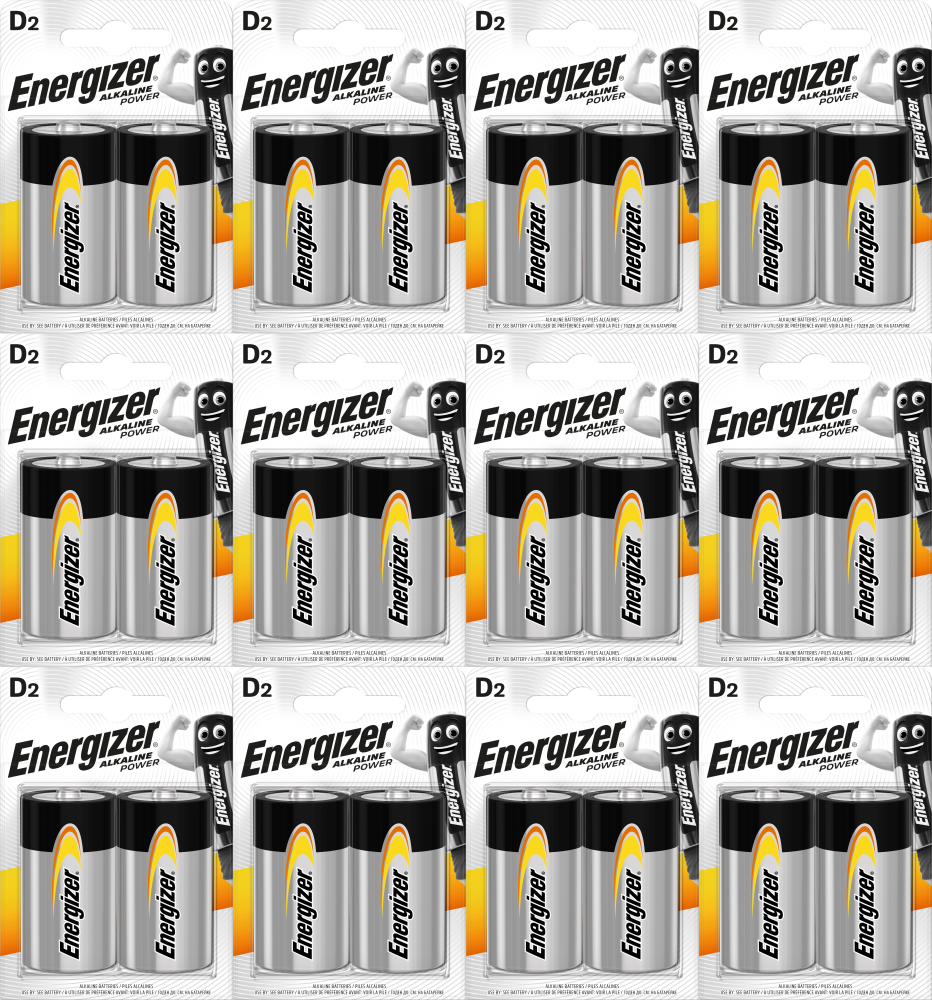 12x Bateria alkaliczna Energizer, D, 1.5V, LR20, 2 sztuki