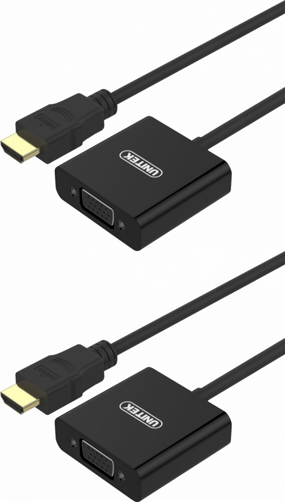 2x Adapter Unitek Y-6333, HDMI do VGA + audio, czarny