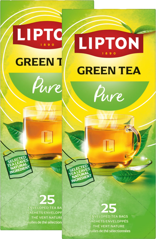 2x Herbata zielona w kopertach Lipton Green Tea Classic, 25 sztuk x 1.3g