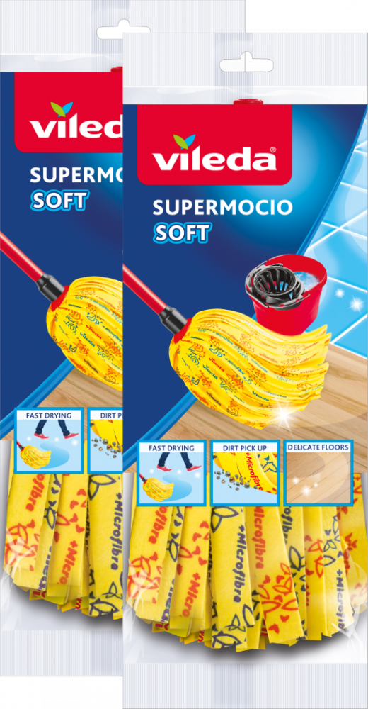 2x Końcówka do mopa Vileda SuperMocio Soft, wiskoza, żółty