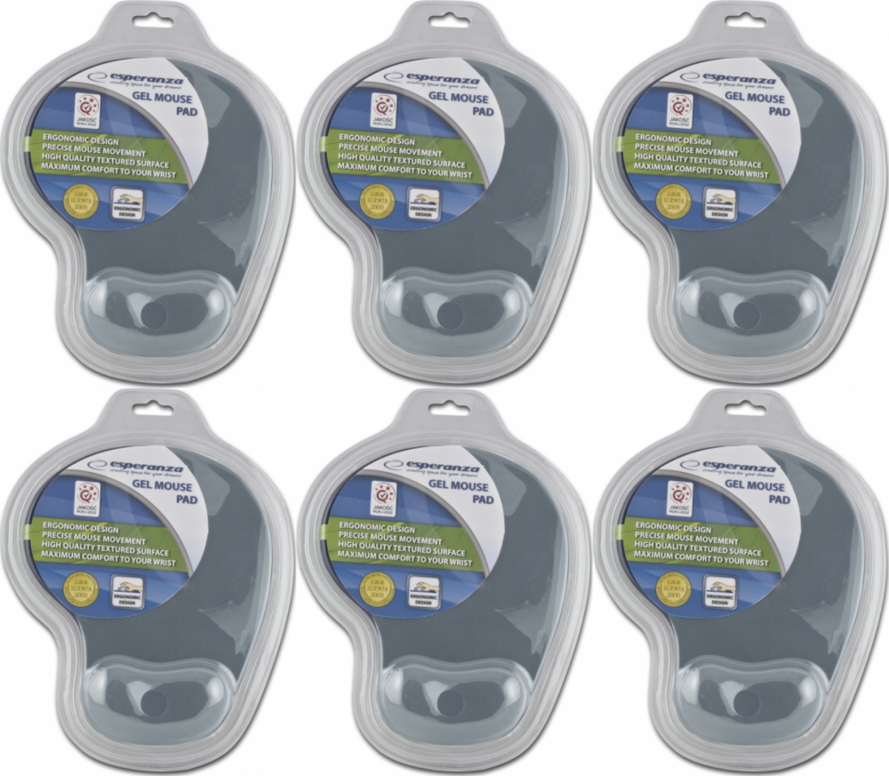 6x Podkładka żelowa pod mysz Esperanza EA137Y, 230x190x20mm, szary