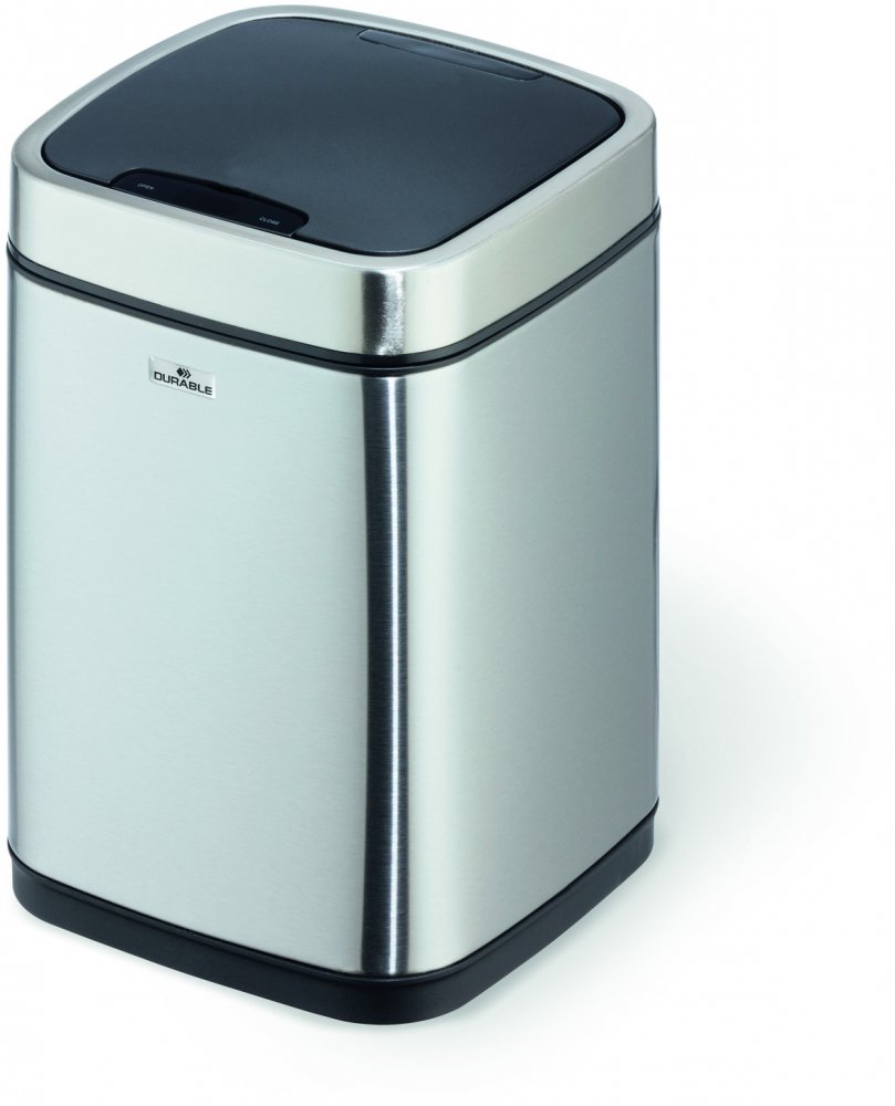 Kosz na śmieci z czujnikiem ruchu Durable No Touch, z pokrywą, 6l, srebrny