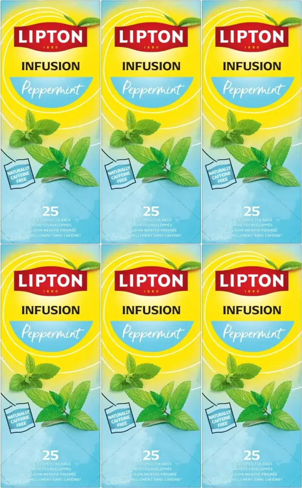 6x Herbata ziołowa w kopertach Lipton Relax, Peppermint (mięta pieprzowa), 25 sztuk
