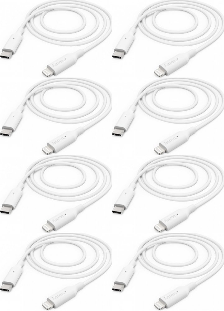 8x Kabel USB Hama do Apple iPhone Lightning/ USB-C, 1m, biały