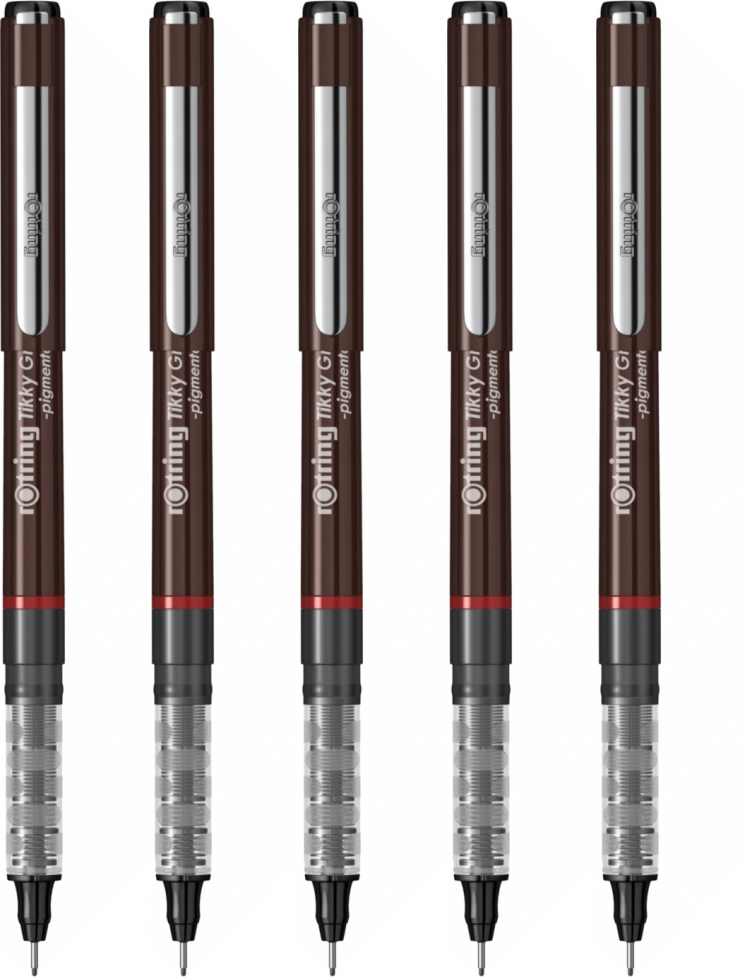 5x Cienkopis kreślarski Rotring, Tikky, Graphic, 0.3 mm, czarny