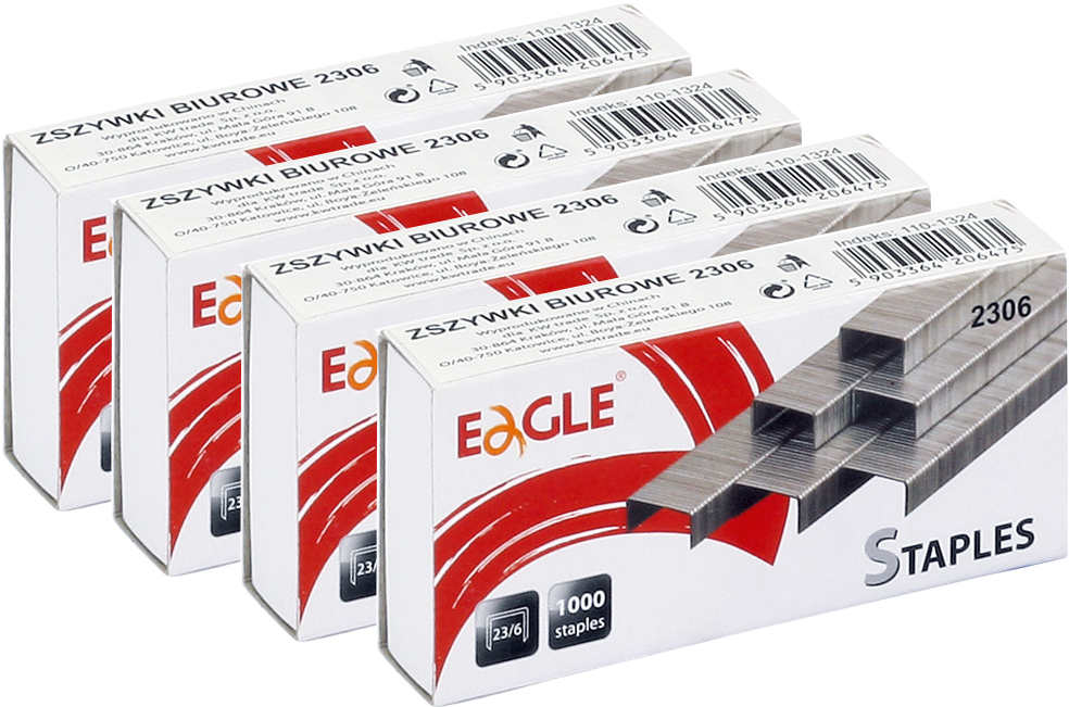 4x Zszywki specjalistyczne Eagle, 23/6, 1000 sztuk, srebrny