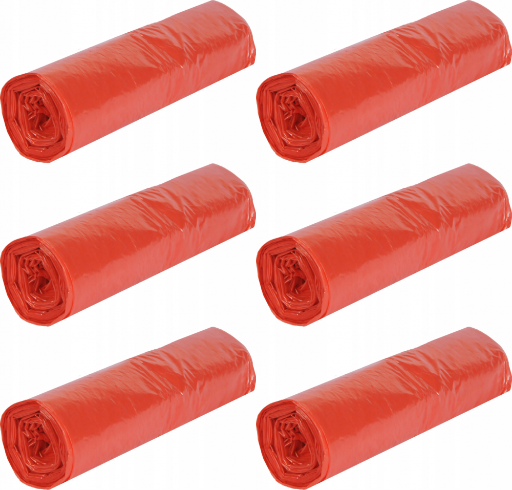 6x Worki na śmieci Merida Economy plus, na odpady zmieszane, 60l, 50 sztuk, czerwony