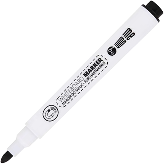 Marker suchościeralny MemoBe, z gąbką i magnesem, czarny