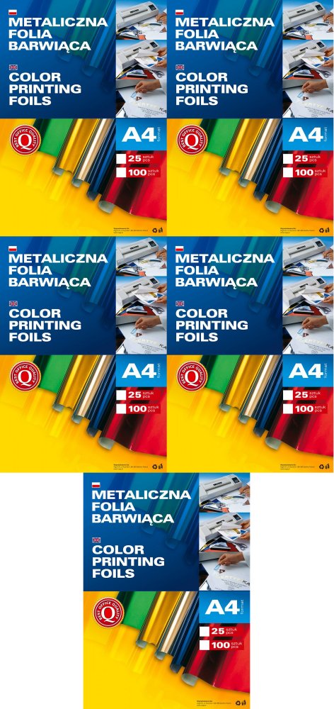5x Kalka folia barwiąca Argo, A4, 25 arkuszy, złoty