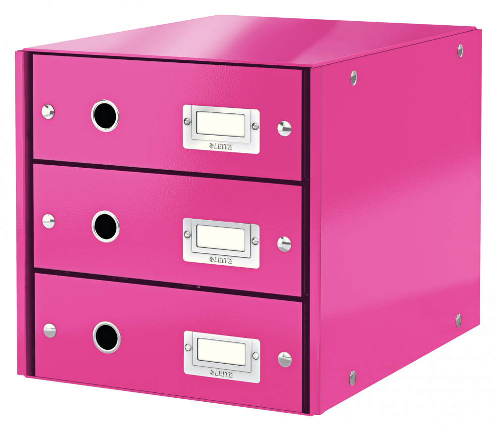 Pojemnik Leitz Click&Store Wow, z 3 szufladami, do dokumentów, A4, różowy