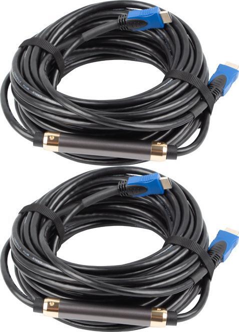 2x Kabel HDMI/HDMI Lanberg M/M v2.0, 4K, 20m, czarny