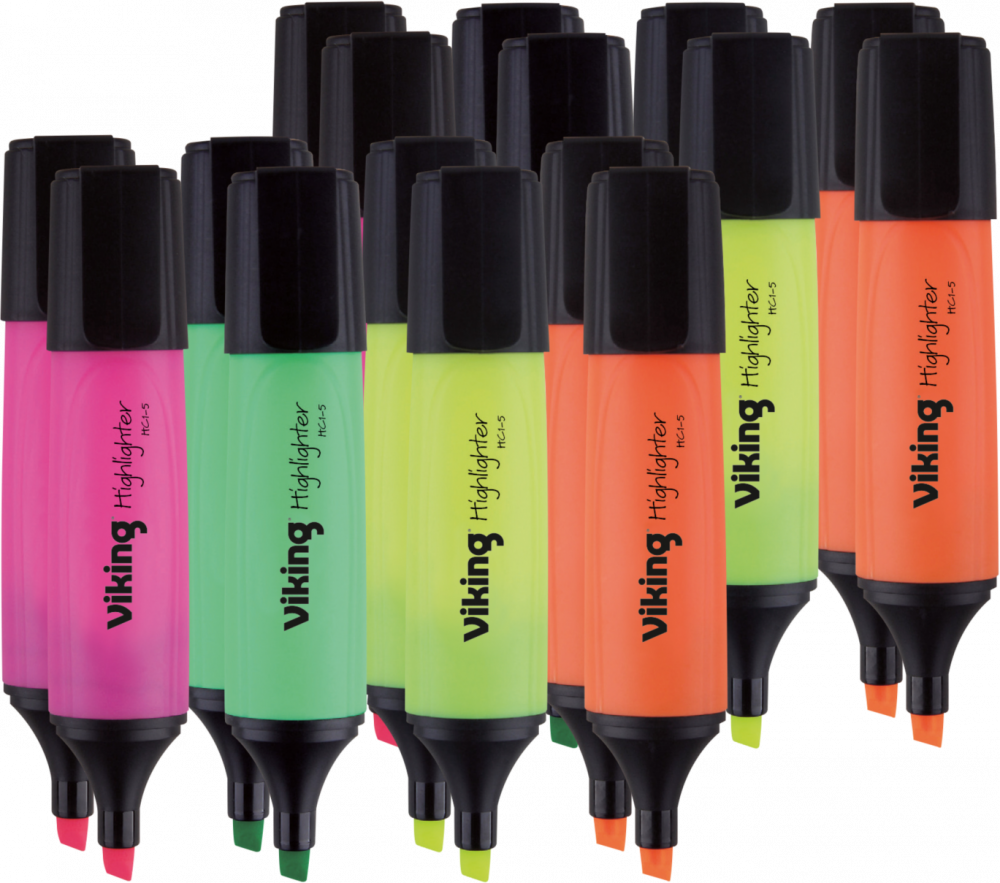 4x Zakreślacz Viking, ścięta, 5mm, 4 sztuki, mix kolorów