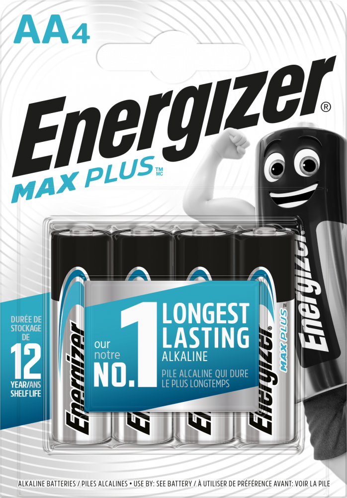 Bateria alkaliczna Energizer Max Plus, AA, LR6, 1.5V, 4 sztuki