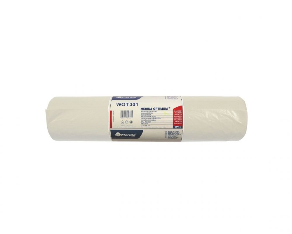 Worki na śmieci Merida Optimum, na odpady zmieszane, 120l, 50 sztuk, bezbarwny