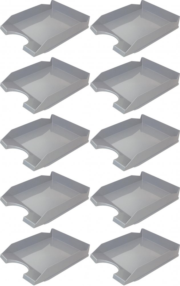 10x Półka na dokumenty na biurko Office Products, A4, plastikowa, szary