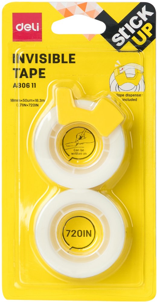 Taśma klejąca Deli Stick Up, 18mmx18.3m, 2 sztuki, biały