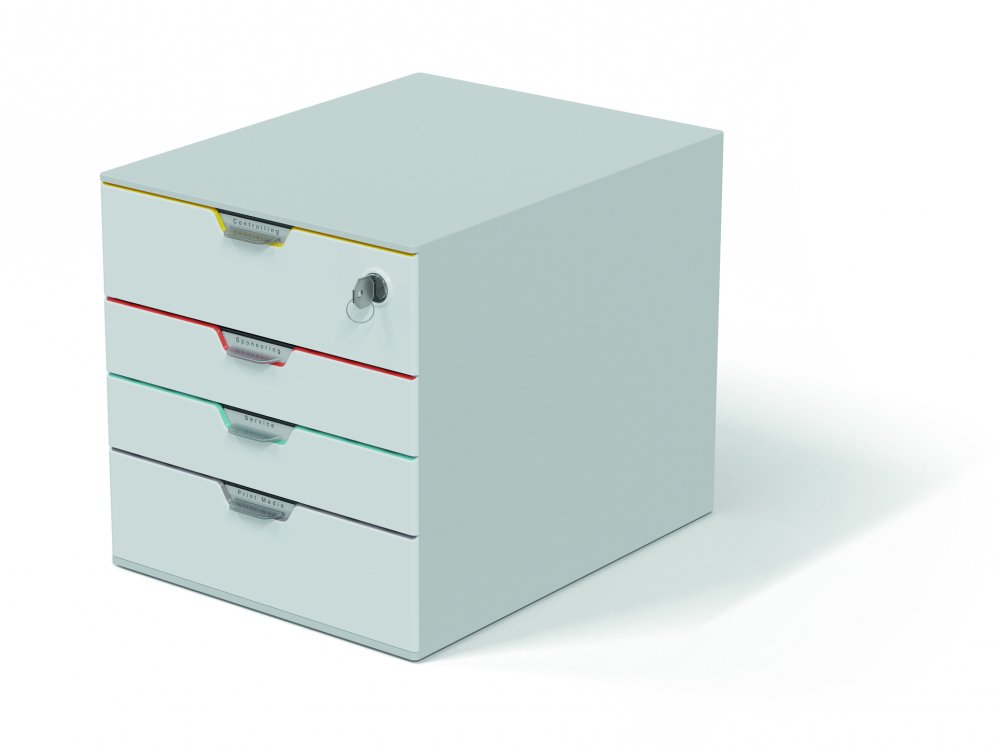 Pojemnik Durable Varicolor Mix 4 Safe, z 4 szufladami, na klucz, biały