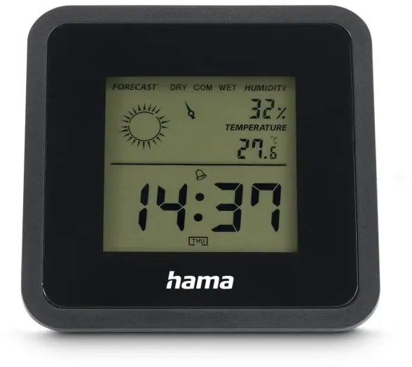 Termometr z higrometrem Hama Borneo, cyfrowy, do wnętrz, czarny