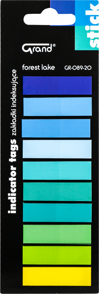 Zakładki samoprzylepne Grand Forest lake GR-089-20, indeksujące, proste, 45x11 mm, 10x20sztuk, mix kolorów