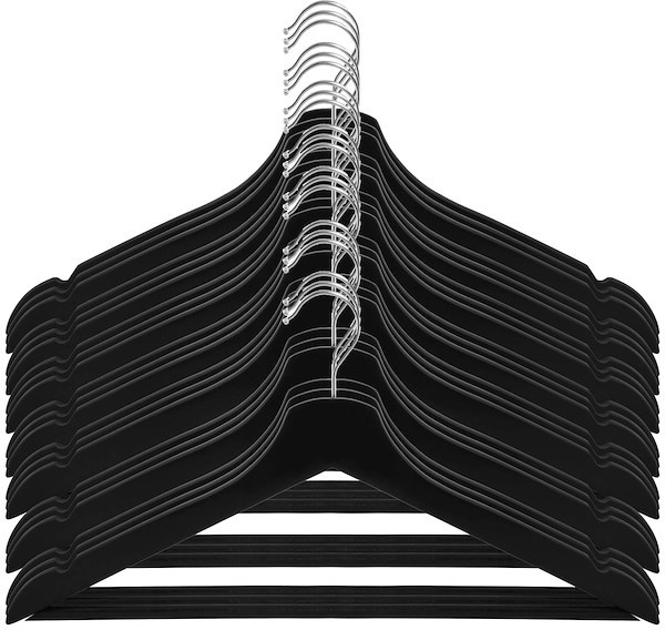 Wieszaki na ubrania Springos, drewno, 20 sztuk, czarny