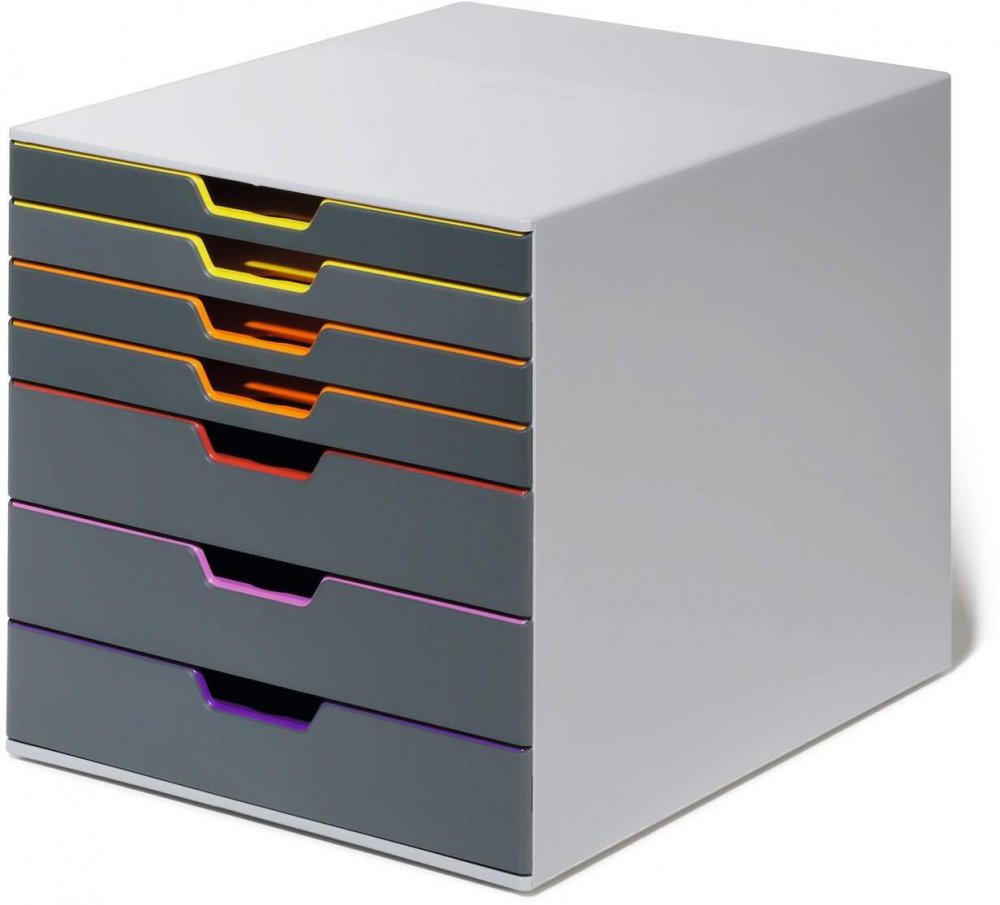 Pojemnik na dokumenty Durable Varicolor 7, z 7 kolorowymi szufladami, szary